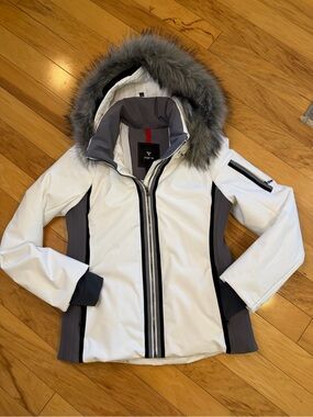 FERA White Ski Jacket Faux Fur Hooded Winter Coat Parka Insulated Waterproof